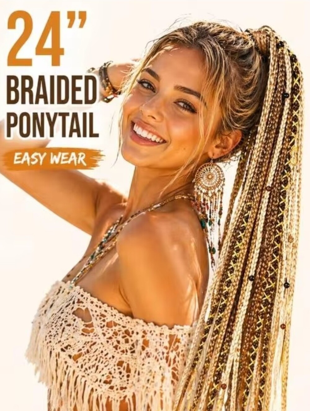 2 x 24" Braided Ponytail Extension - Blonde Mix (Pair)